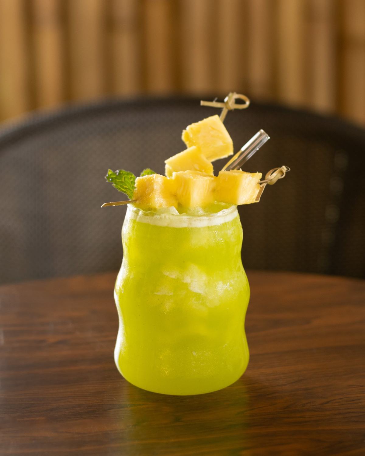 A fresh pineapple and mint drink from Deffi's Café at Vihara