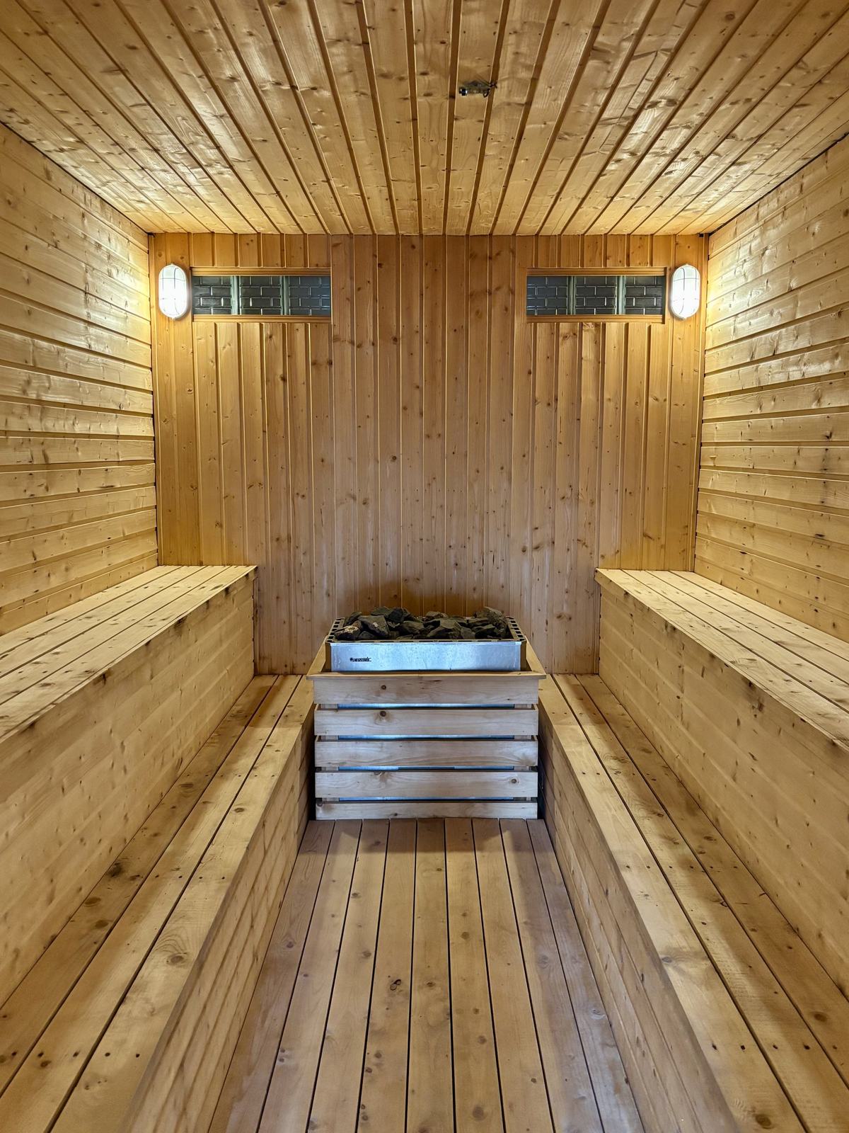 Inside the Finnish sauna at Vihara